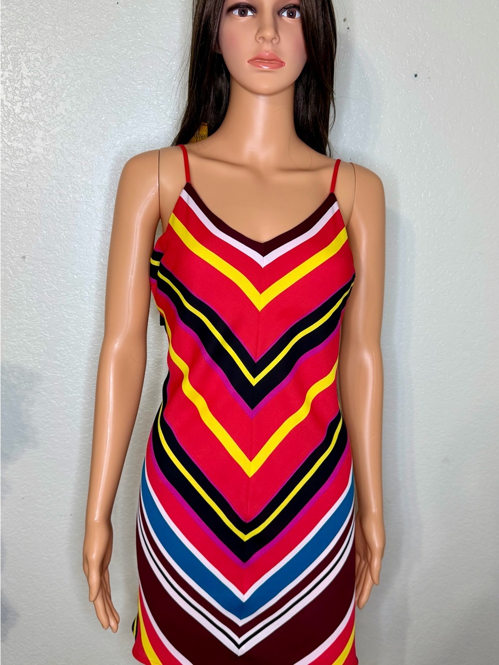 Express Multicolor Chevron Spaghetti Strap Dress